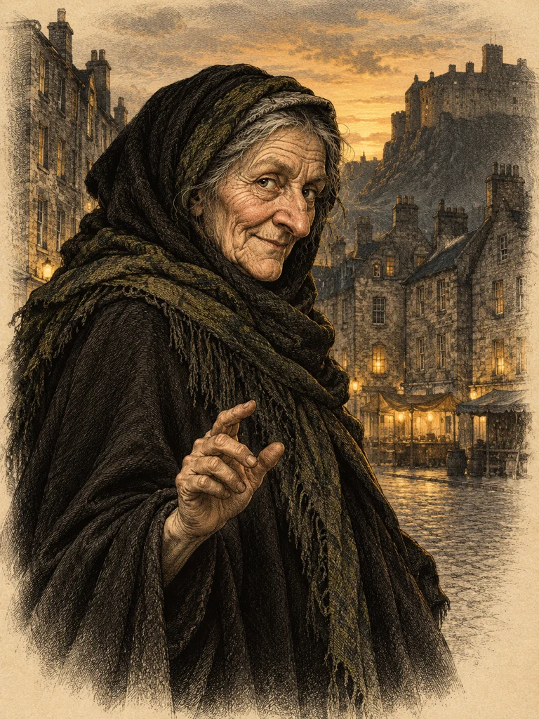 An illustrated interpretation of The Old Woman from the adventure